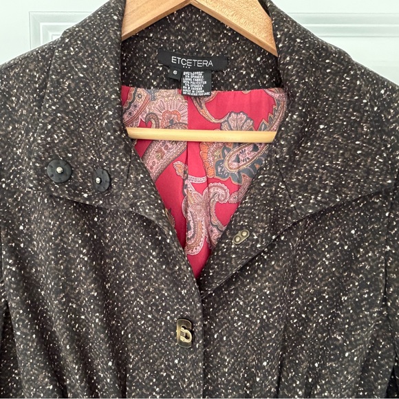 Etcetera Speckled Women’s Vintage Warm Comfortable Statement Long PeaCoat Size 6 - Picture 7 of 9